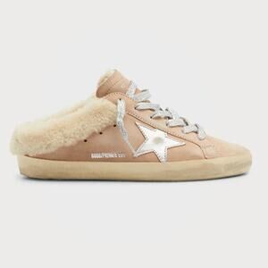 NIB Golden Goose Superstar Sabot Suede Shearling Flat Heel Sneakers Pink Size:36